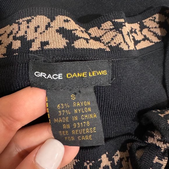 Grace Dane Lewis Women's Black 3/4 Sleeve Stretch Sweater Knit Top Size S - Picture 5 of 5